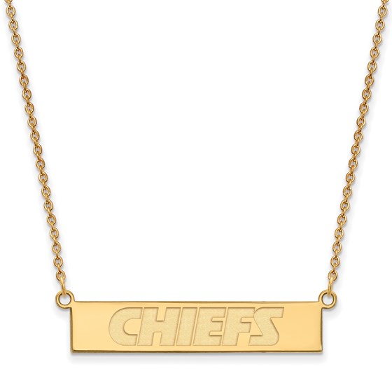 Gold-Plated Sterling Silver Kansas City Chiefs Small Bar Necklace Gold-Plated Sterling Silver Kansas City Chiefs Small Bar Necklace